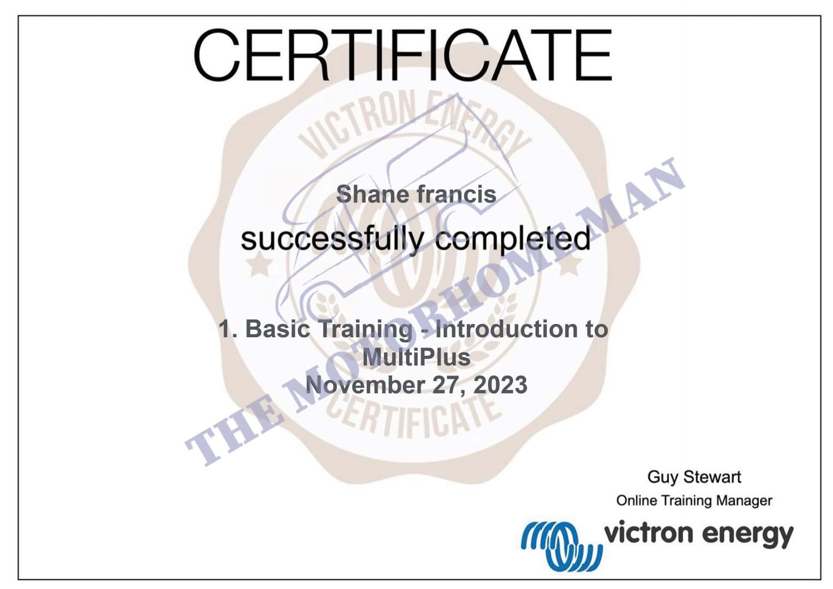 Certificate-victron